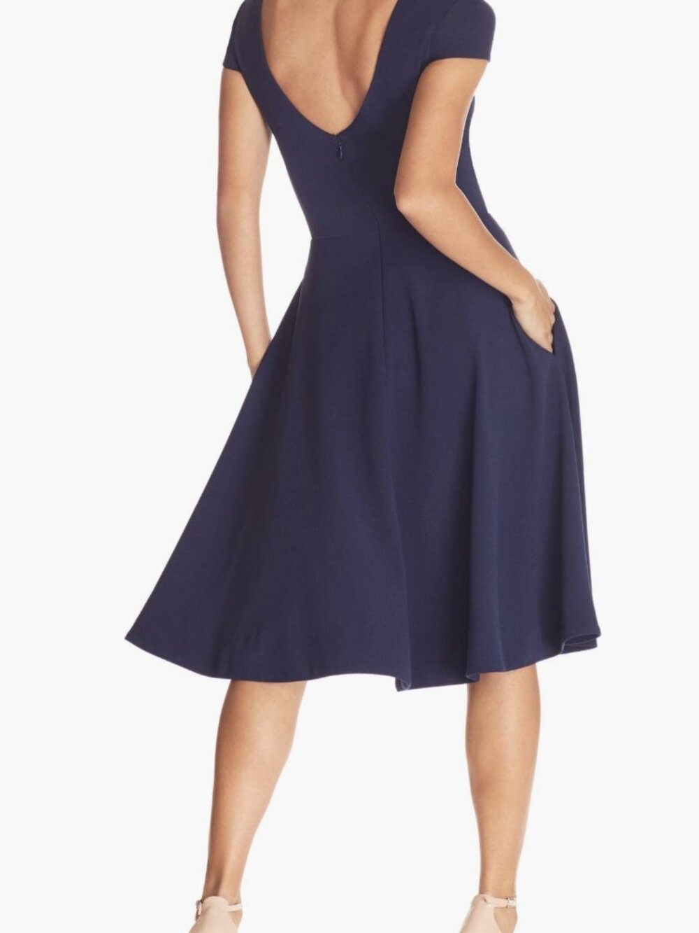 Dress the Population Women's Livia Midi High Dress Midnight Blue Sz S